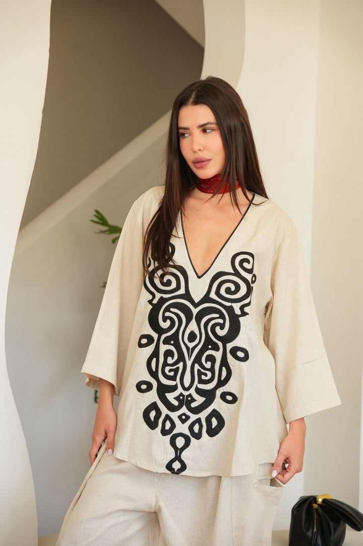 Beige Sandy allure oversized top