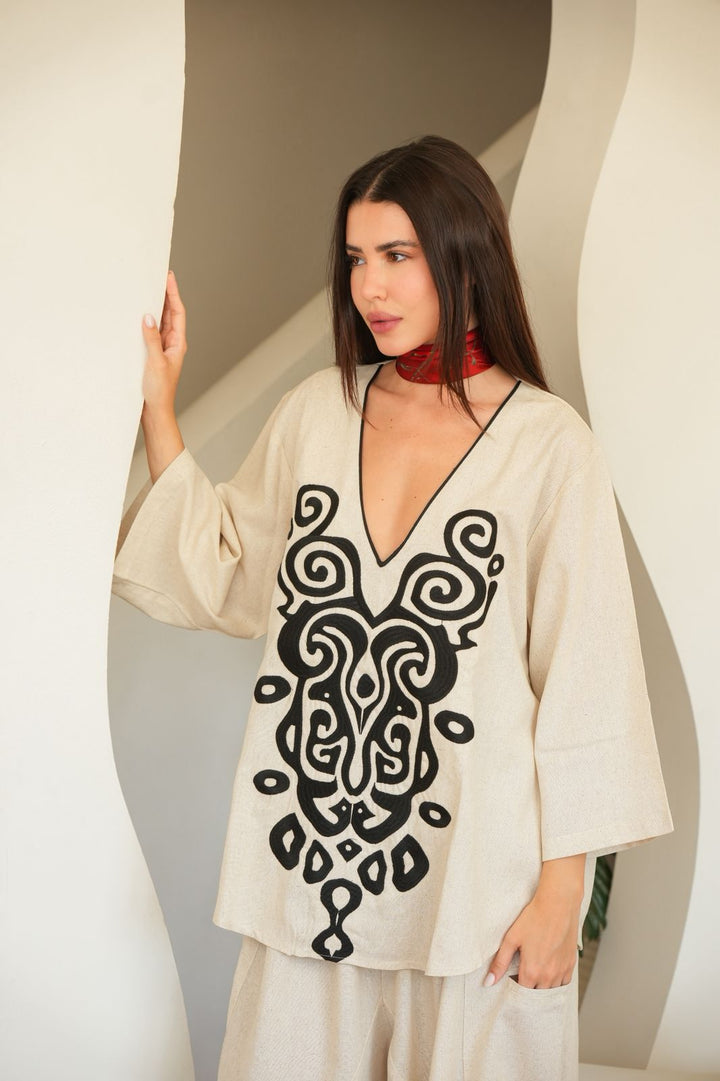 Beige Sandy allure oversized top