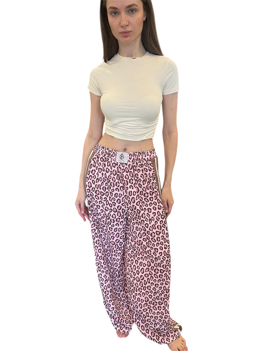 Pink soft tiger pants with caffe sides
